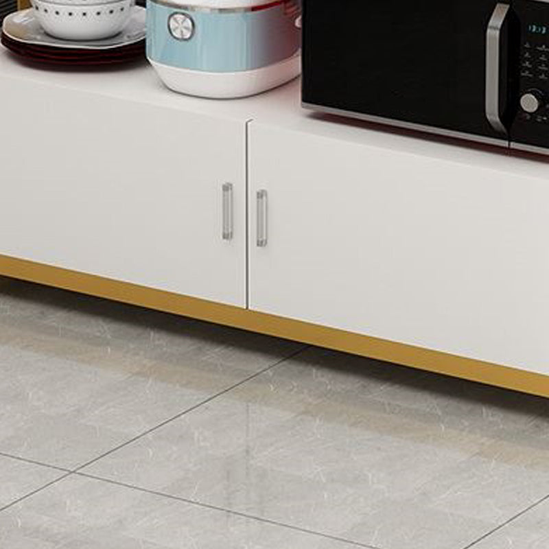Modern White Faux Marble Top Kitchen Island Metal Frame Prep Table