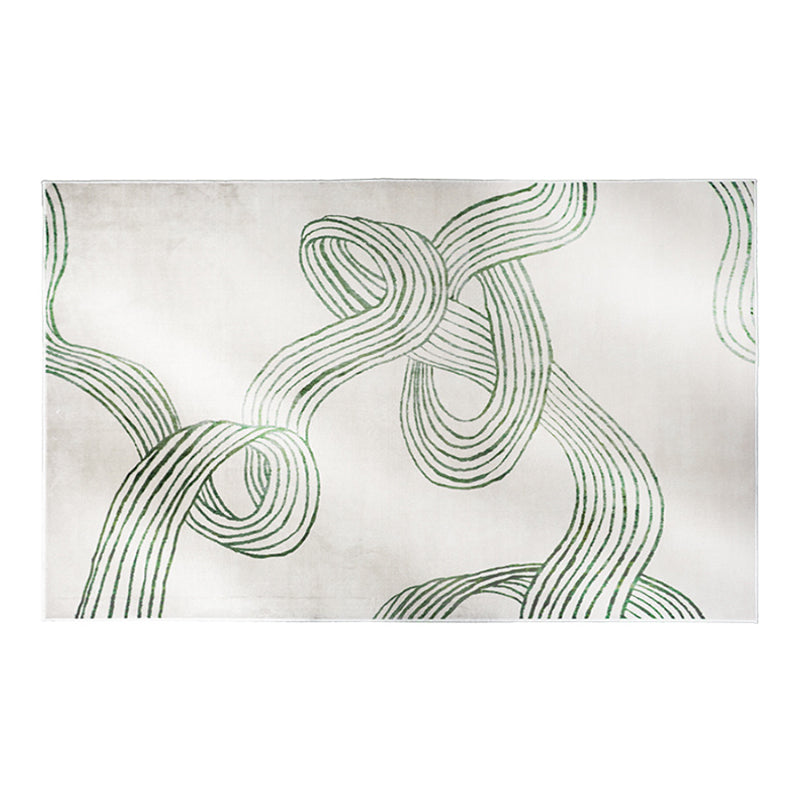 Green Modern Carpet Polyester Graphic Area Carpet Washable Carpet for Home Decor