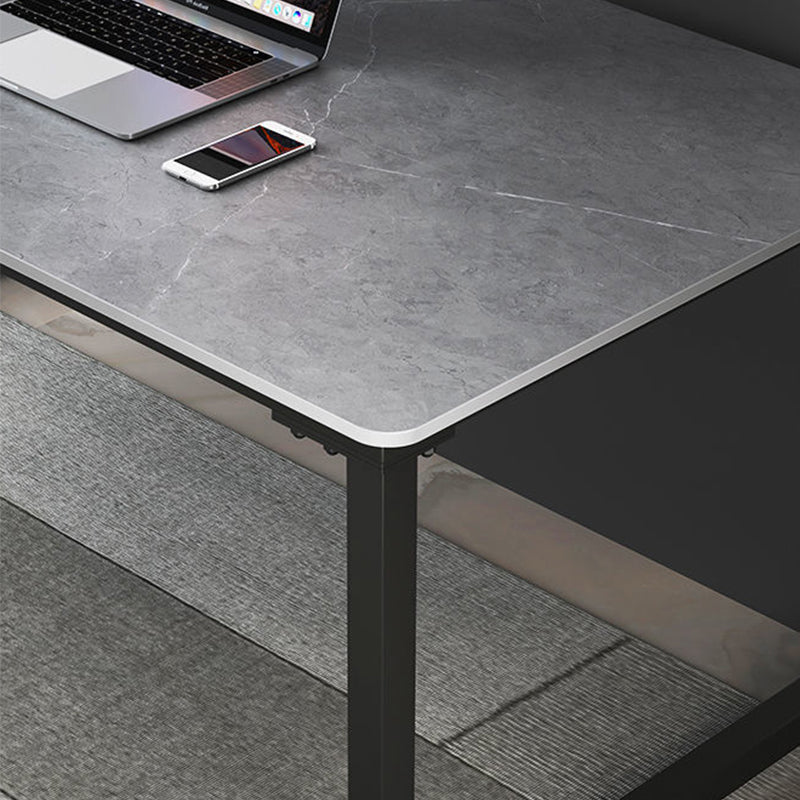 Rectangular Dark Taupe Writing Desk Sled Industrial Office Desk for Home