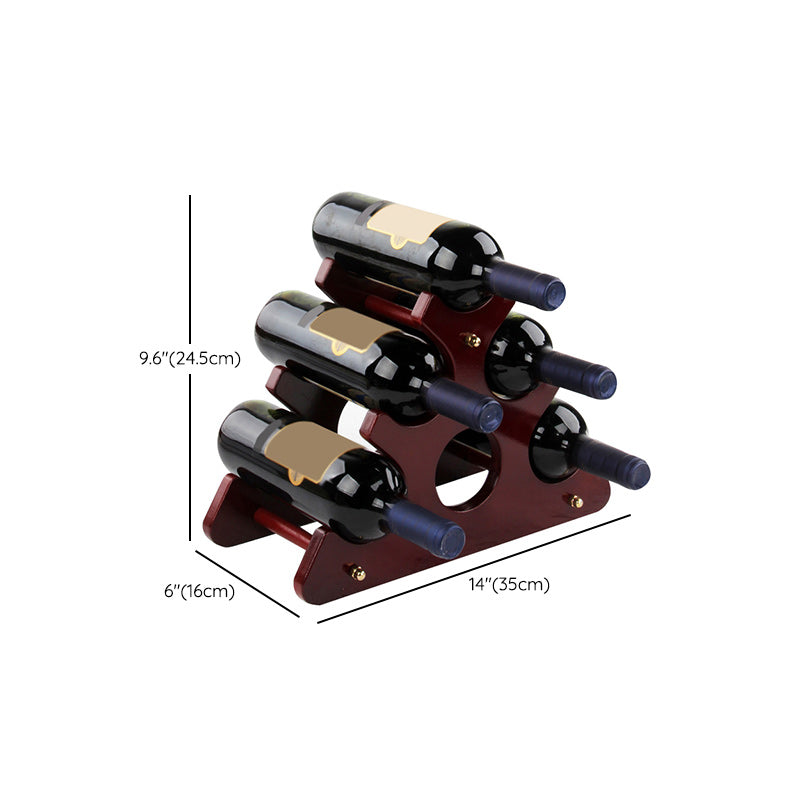 Mid-Century Modern Wine Bottle Rack Tabletop Solid Wood Bottle Holder in Torched Brown