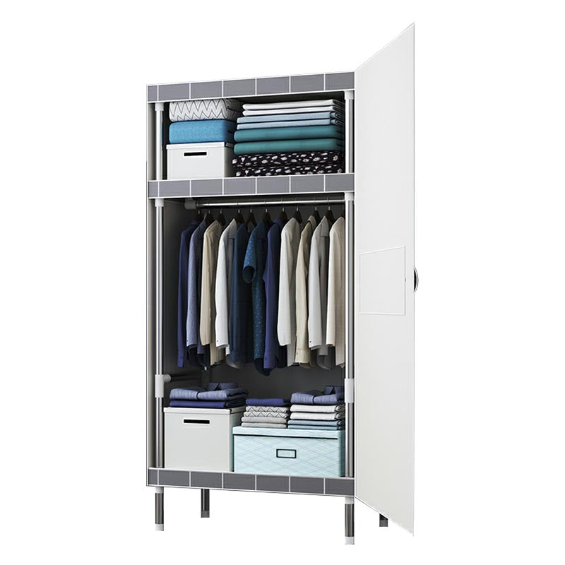 Cloth Cabinet Steel Pipe Wardrobe Cabinet, Modern 3-door Wardrobe Armoire