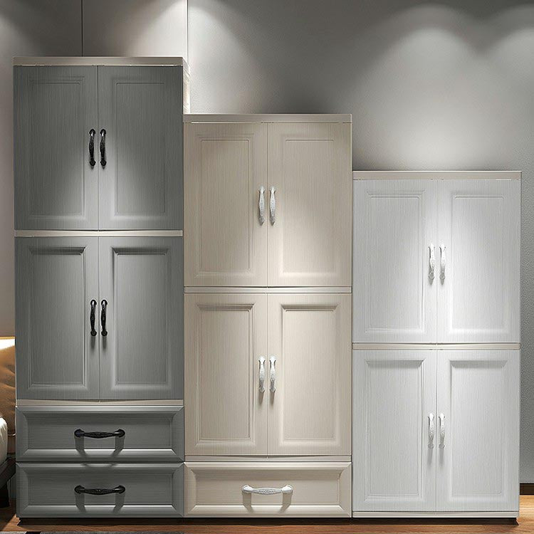 White Modern 2-door Wardrobe Armoire with Drawers Plastic Wardrobe