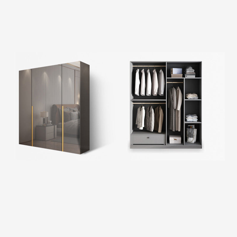 Bedroom Modern Storage Armoire Wooden Wardrobe Cabinet with Garment Rod