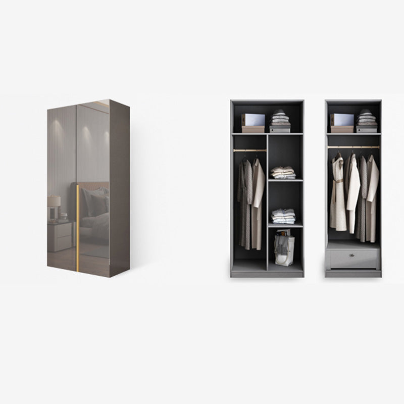 Bedroom Modern Storage Armoire Wooden Wardrobe Cabinet with Garment Rod