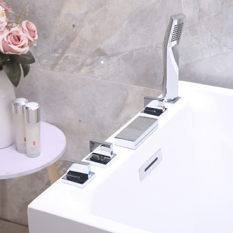 Contemporary White Acrylic Bathtub Rectangular Soaking Tub for Home