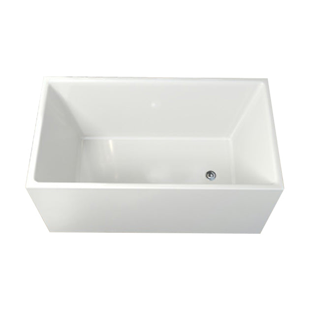 Contemporary White Acrylic Bathtub Rectangular Soaking Tub for Home