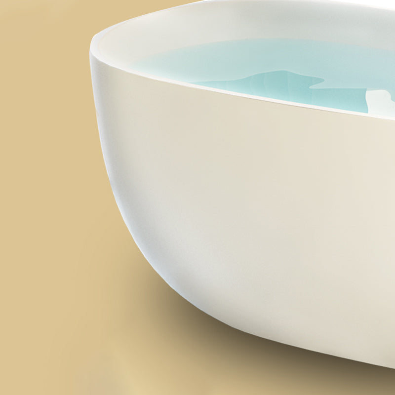 Acrylic-Fiberglass Oval Bathtub Contemporary Soaking Bathtub with Drain and Overflow Trim