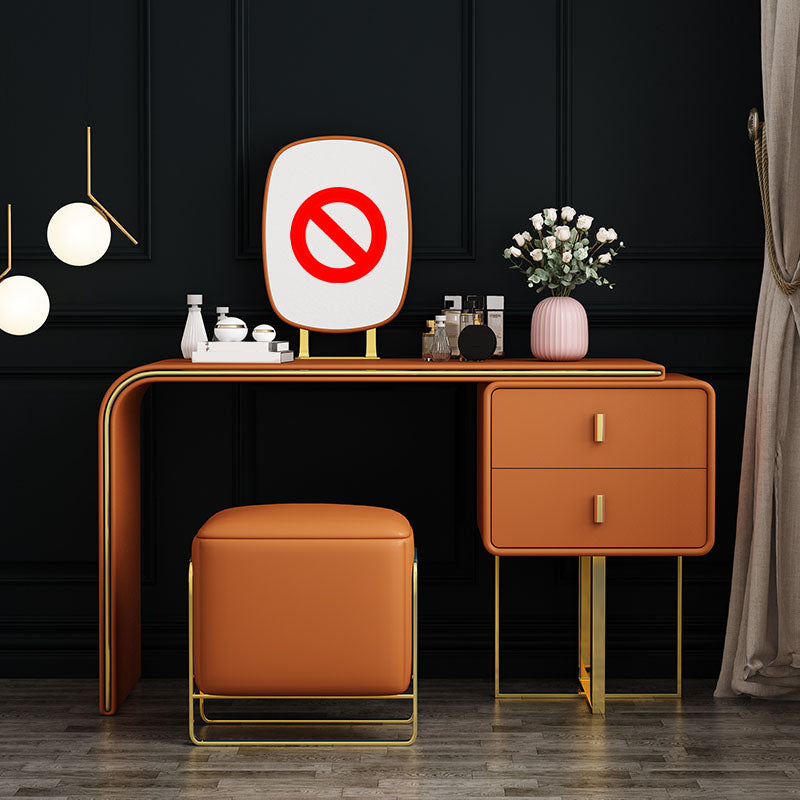 20.47" Wide Make-up Vanity with 2 Storage Drawers Faux Leather Dresser