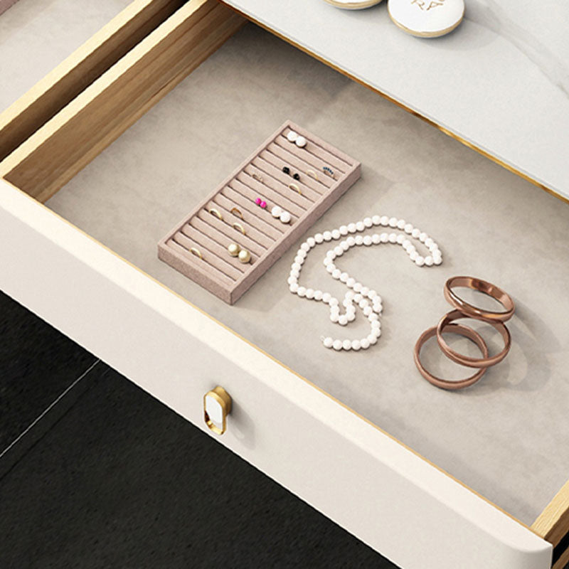 Luxurious Vanity Set 2 Storage Drawers with Gold Base in White