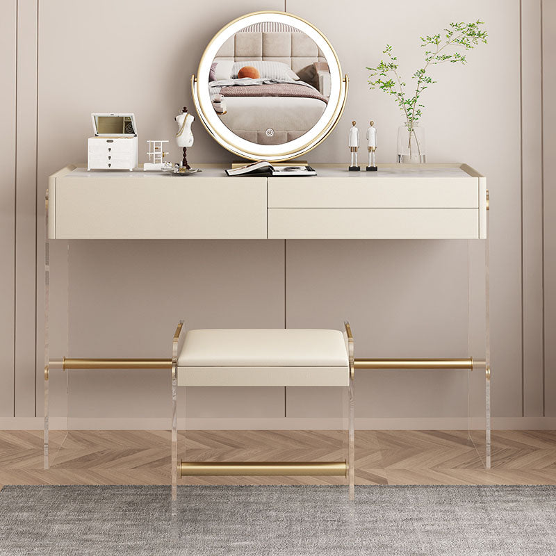 15.74" Wide Make-up Vanity with 3 Storage Drawers Bright White Dresser