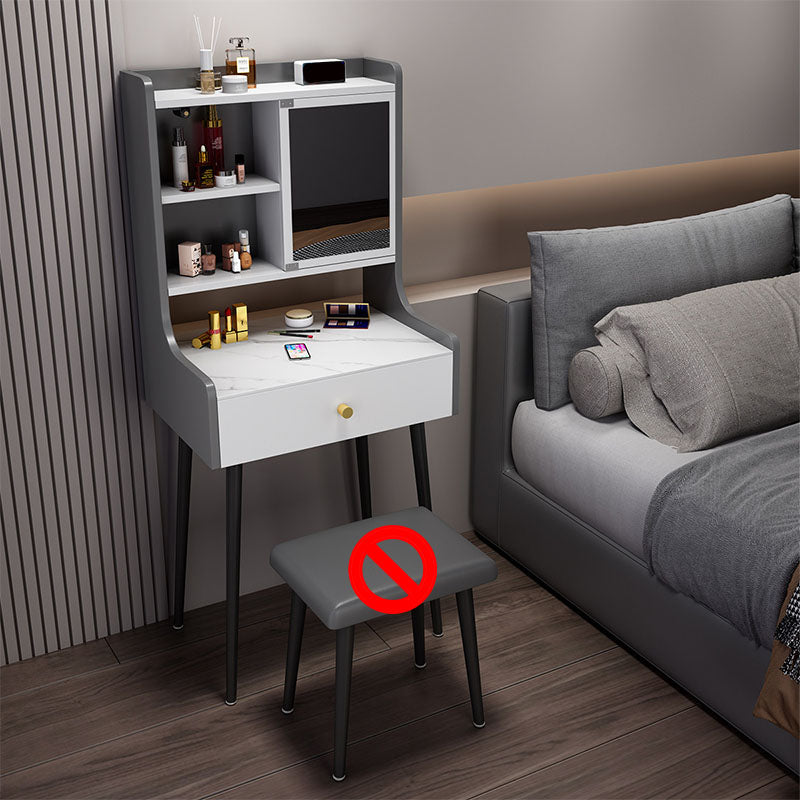 Modern Vanity Set with 1 Drawer and Mirror and Storage Shelves