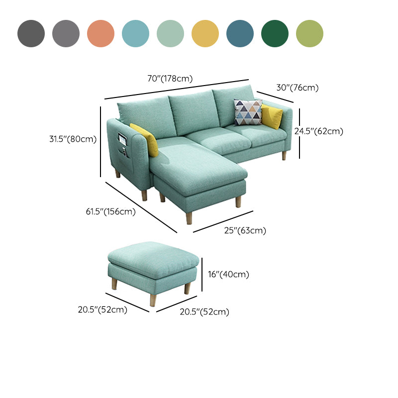 Nordic with Storage Fabric Living Room Square Arm Pillows Seating