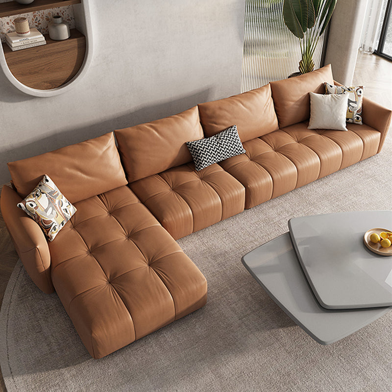 Nordic Pillows Square Arm Living Room Faux Leather Stationary Seating