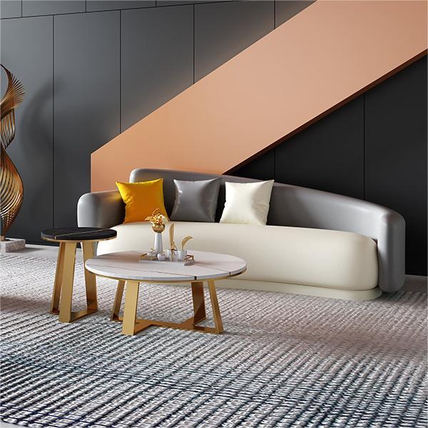 Contemporary Tight Back Curved Sofa with Pillow, Leather Tuxedo Arm Sofa