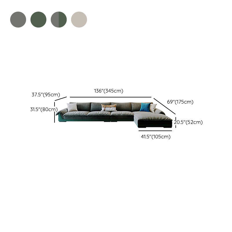 Contemporary Stationary Fabric Living Room Flared Arm Pillows Seating