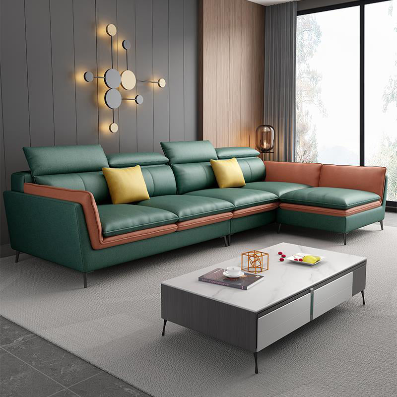 Nordic Stationary Faux Leather Living Room Flared Arm Cushions Seating