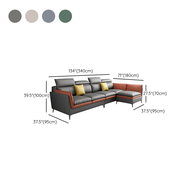 Nordic Stationary Faux Leather Living Room Flared Arm Cushions Seating