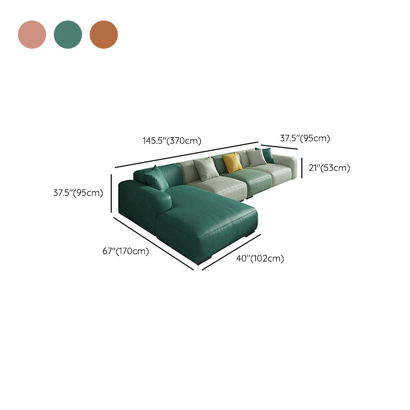 Stationary Faux Leather Living Room Square Arm Cushions Sofa