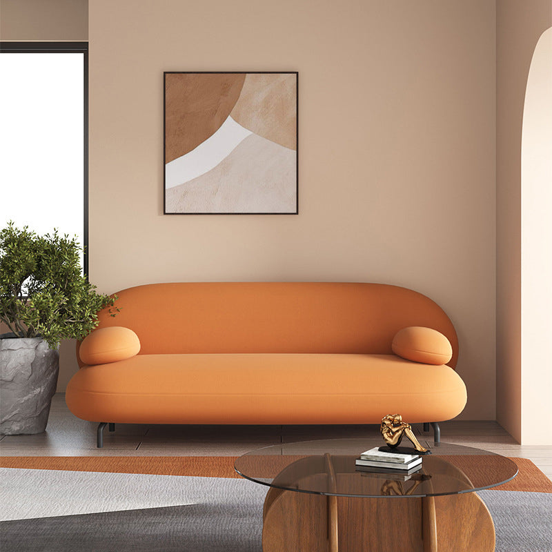 Contemporary Pillow Top Arm Standard Sofa Faux Leather Tight Back Sofa