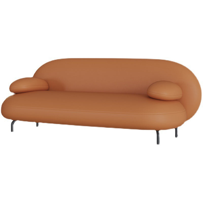 Contemporary Pillow Top Arm Standard Sofa Faux Leather Tight Back Sofa
