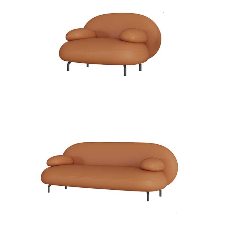 Contemporary Pillow Top Arm Standard Sofa Faux Leather Tight Back Sofa
