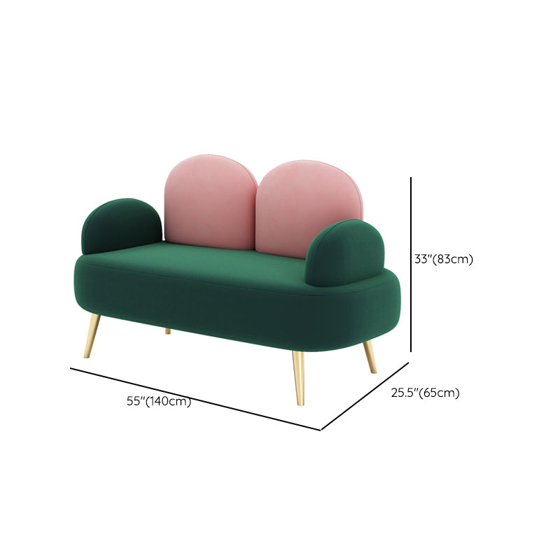 Contemporary Velvet Standard Seating Camel Back Rolled Arm Sofa