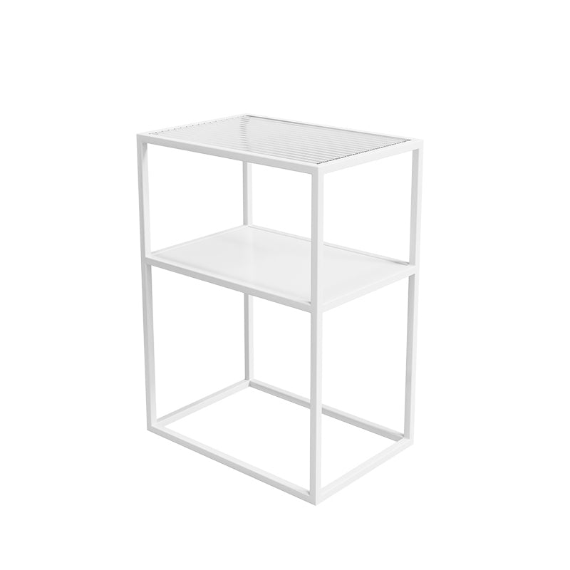 Frame End Slide Table Rectangular Double Tier Corner Table with Storage