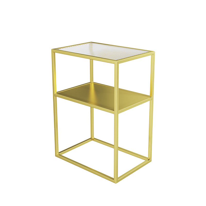 Frame End Slide Table Rectangular Double Tier Corner Table with Storage