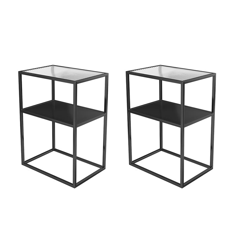 Frame End Slide Table Rectangular Double Tier Corner Table with Storage