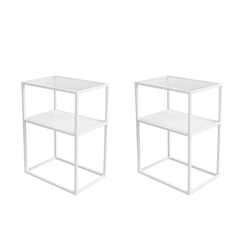Frame End Slide Table Rectangular Double Tier Corner Table with Storage