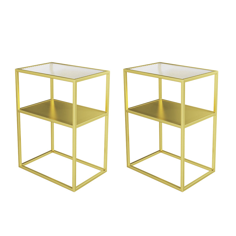 Frame End Slide Table Rectangular Double Tier Corner Table with Storage
