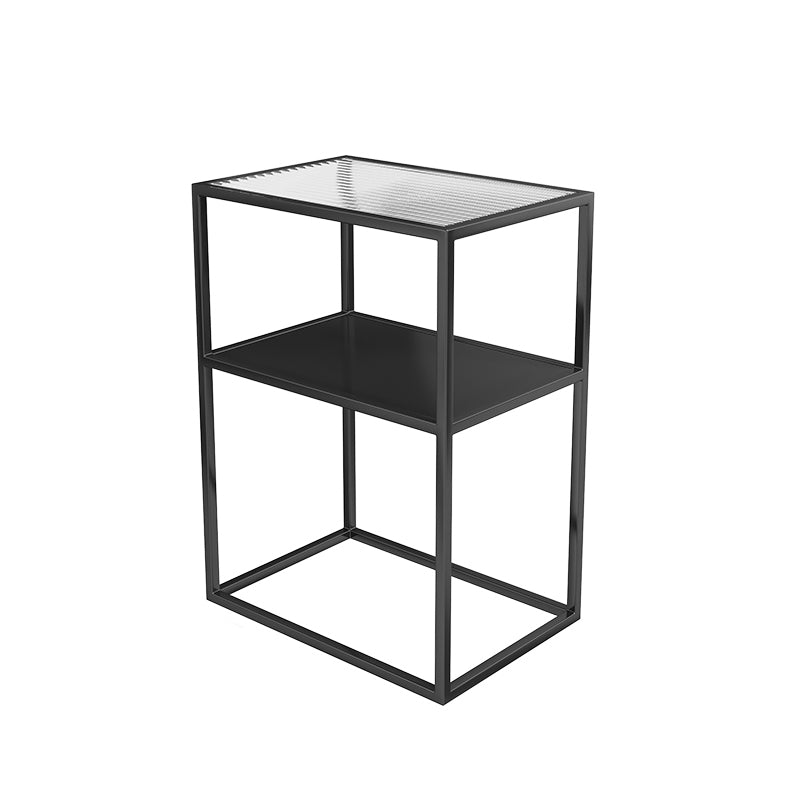 Frame End Slide Table Rectangular Double Tier Corner Table with Storage