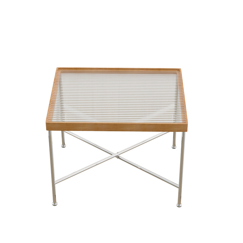 Modern Cross Legs End Slide Table Clear Tray Top Corner Table