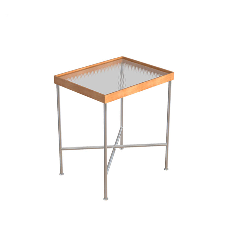 Modern Cross Legs End Slide Table Clear Tray Top Corner Table