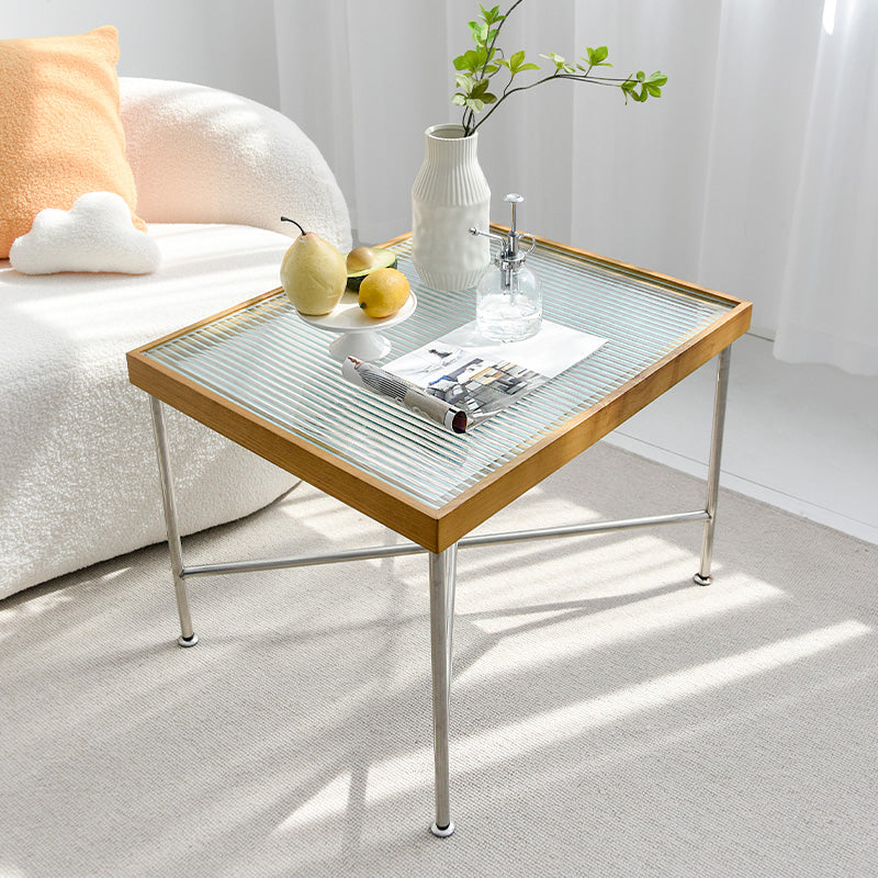 Modern Cross Legs End Slide Table Clear Tray Top Corner Table