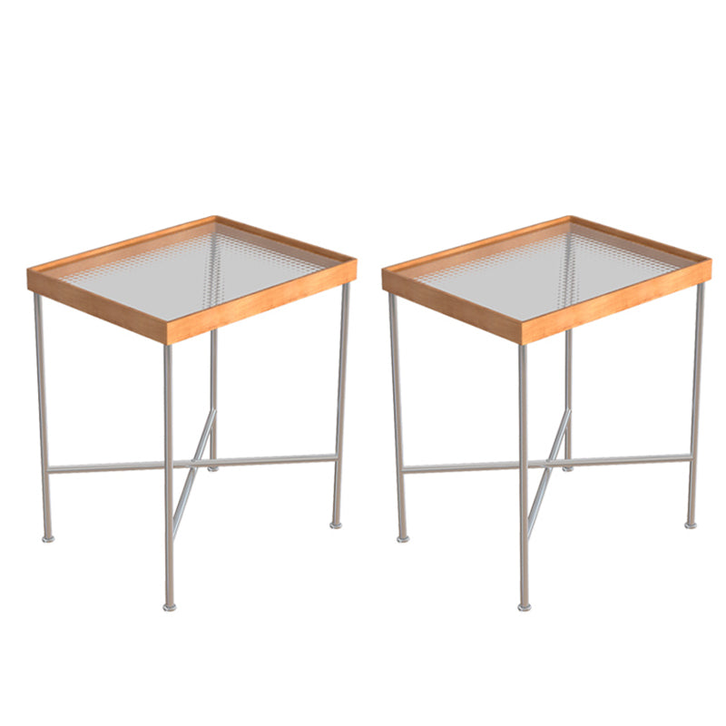 Modern Cross Legs End Slide Table Clear Tray Top Corner Table