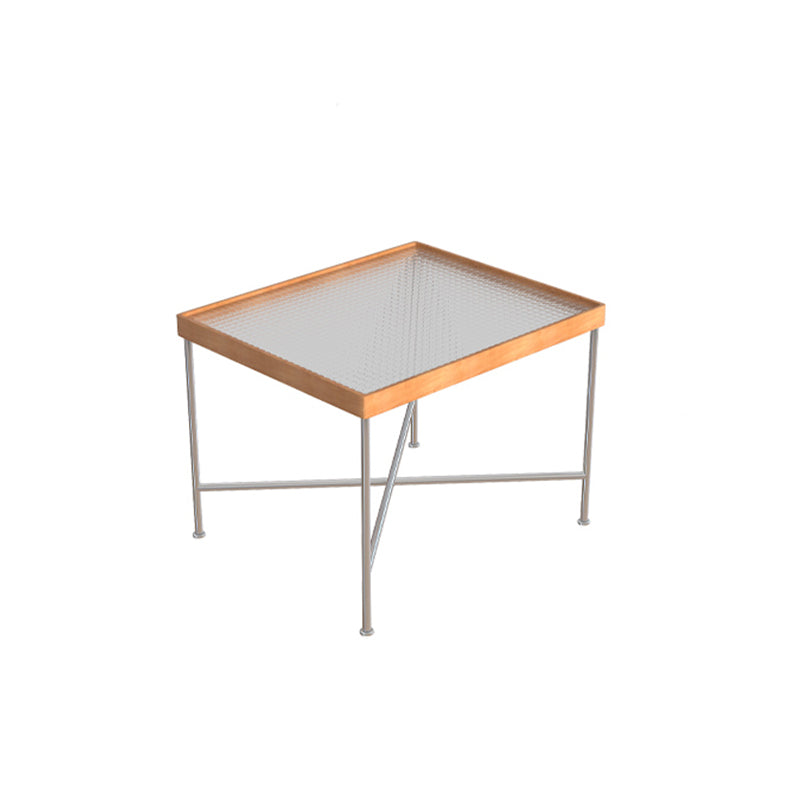 Modern Cross Legs End Slide Table Clear Tray Top Corner Table