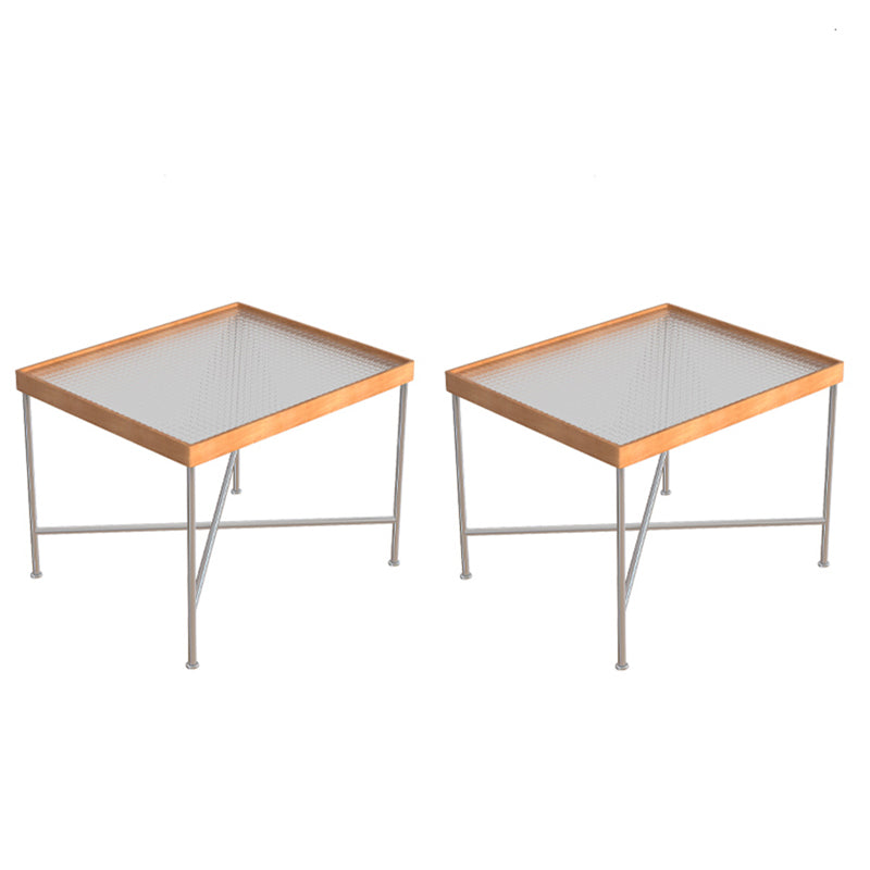 Modern Cross Legs End Slide Table Clear Tray Top Corner Table