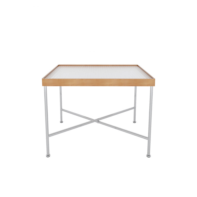 Modern Cross Legs End Slide Table Clear Tray Top Corner Table