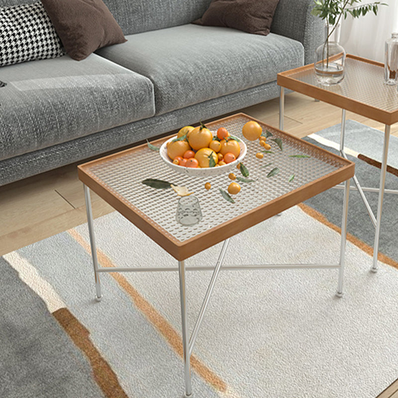Modern Cross Legs End Slide Table Clear Tray Top Corner Table