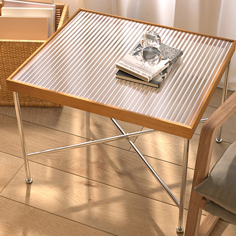 Modern Cross Legs End Slide Table Clear Tray Top Corner Table