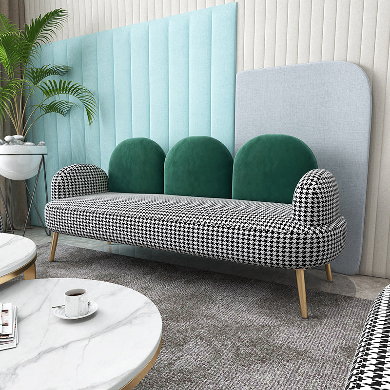 Contemporary Camel Back Standard Sofa Fabric Round Arm Sofa for Bonus Room