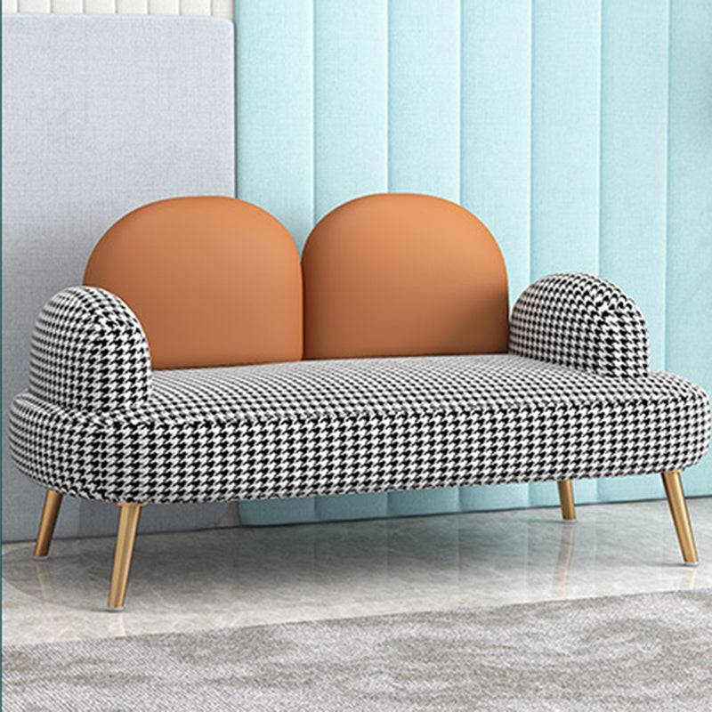 Contemporary Camel Back Standard Sofa Fabric Round Arm Sofa for Bonus Room