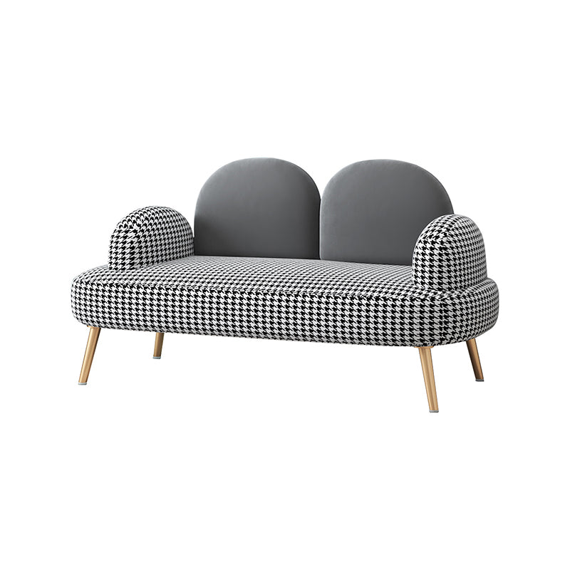 Contemporary Camel Back Standard Sofa Fabric Round Arm Sofa for Bonus Room