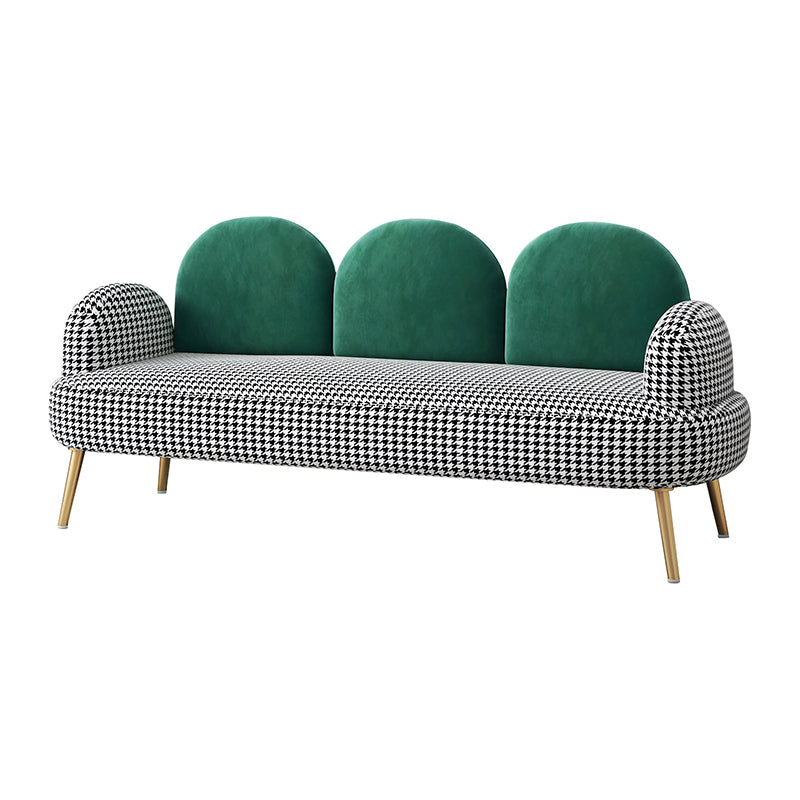Contemporary Camel Back Standard Sofa Fabric Round Arm Sofa for Bonus Room