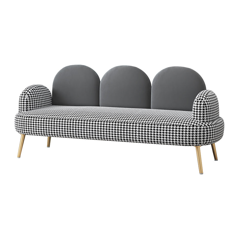 Contemporary Camel Back Standard Sofa Fabric Round Arm Sofa for Bonus Room