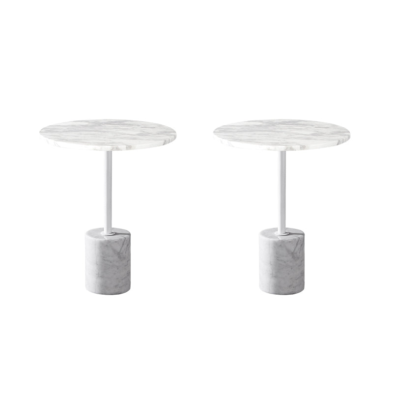 Modern Marble Pedestal End Slide Table White Round Corner Table