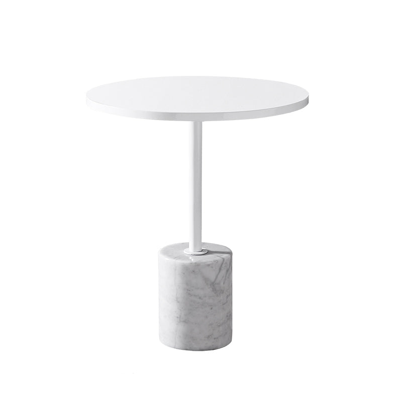 Modern Marble Pedestal End Slide Table White Round Corner Table