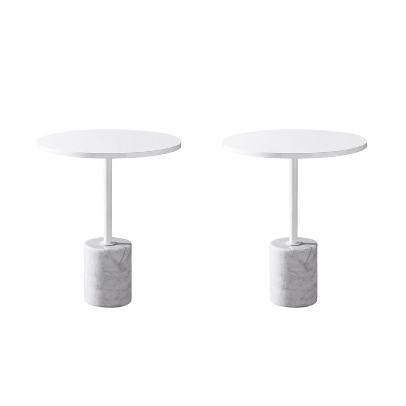 Modern Marble Pedestal End Slide Table White Round Corner Table