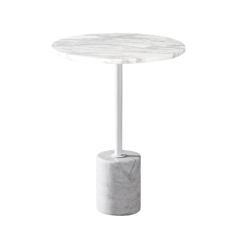Modern Marble Pedestal End Slide Table White Round Corner Table